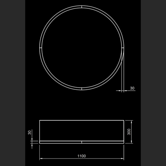 Wood Round LED 1100x300 MR 4000 K Walnuss